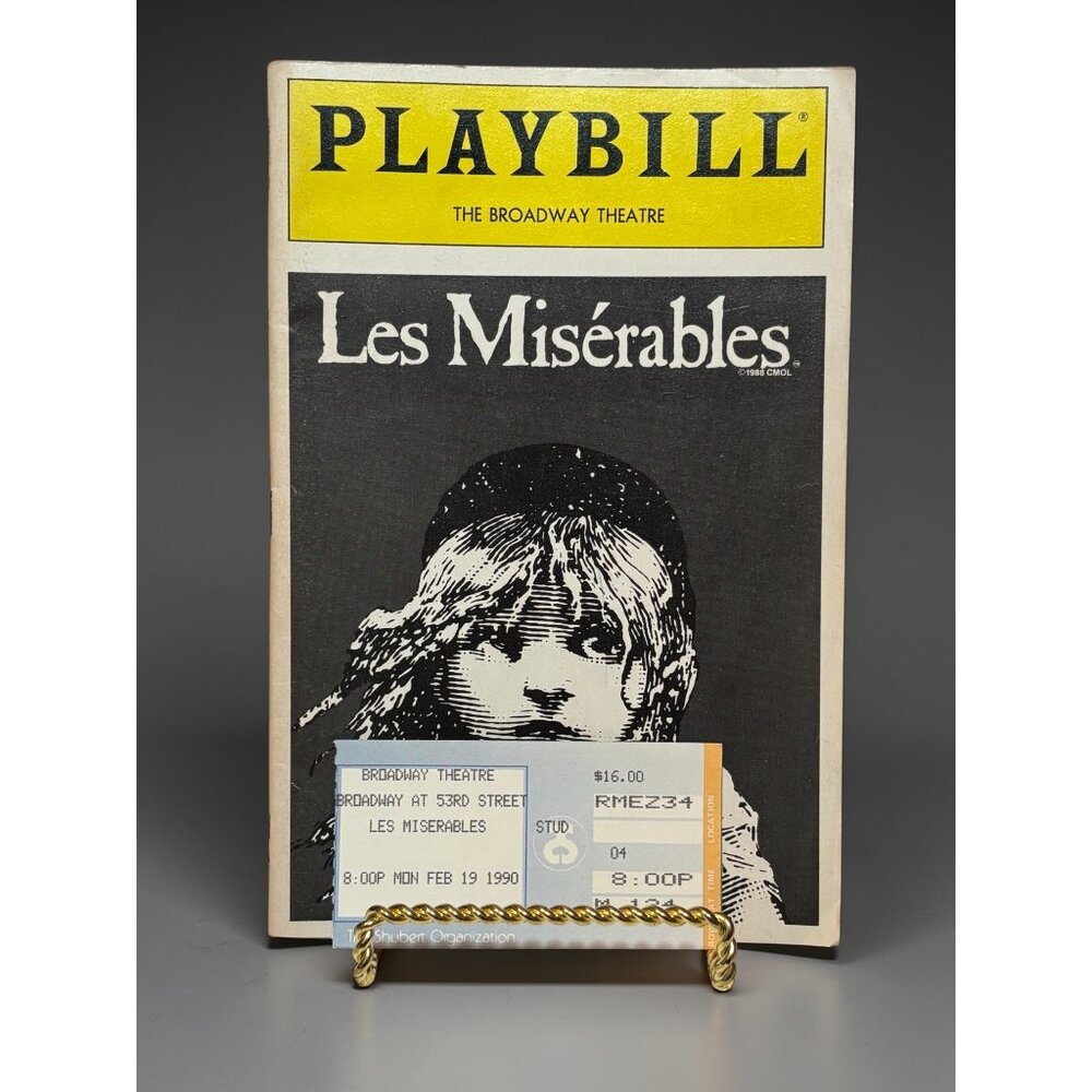 Les Misérables Broadway Playbill & Ticket 1990 The Broadway Theatre Rare Collect